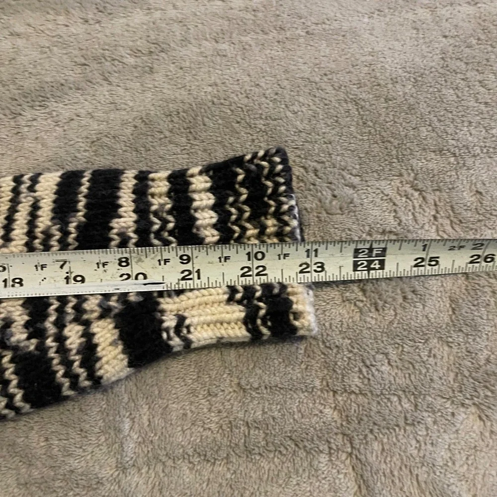 Tory Burch Sweater Womens Small Black White 100% Merino Wool Abstract Crewneck